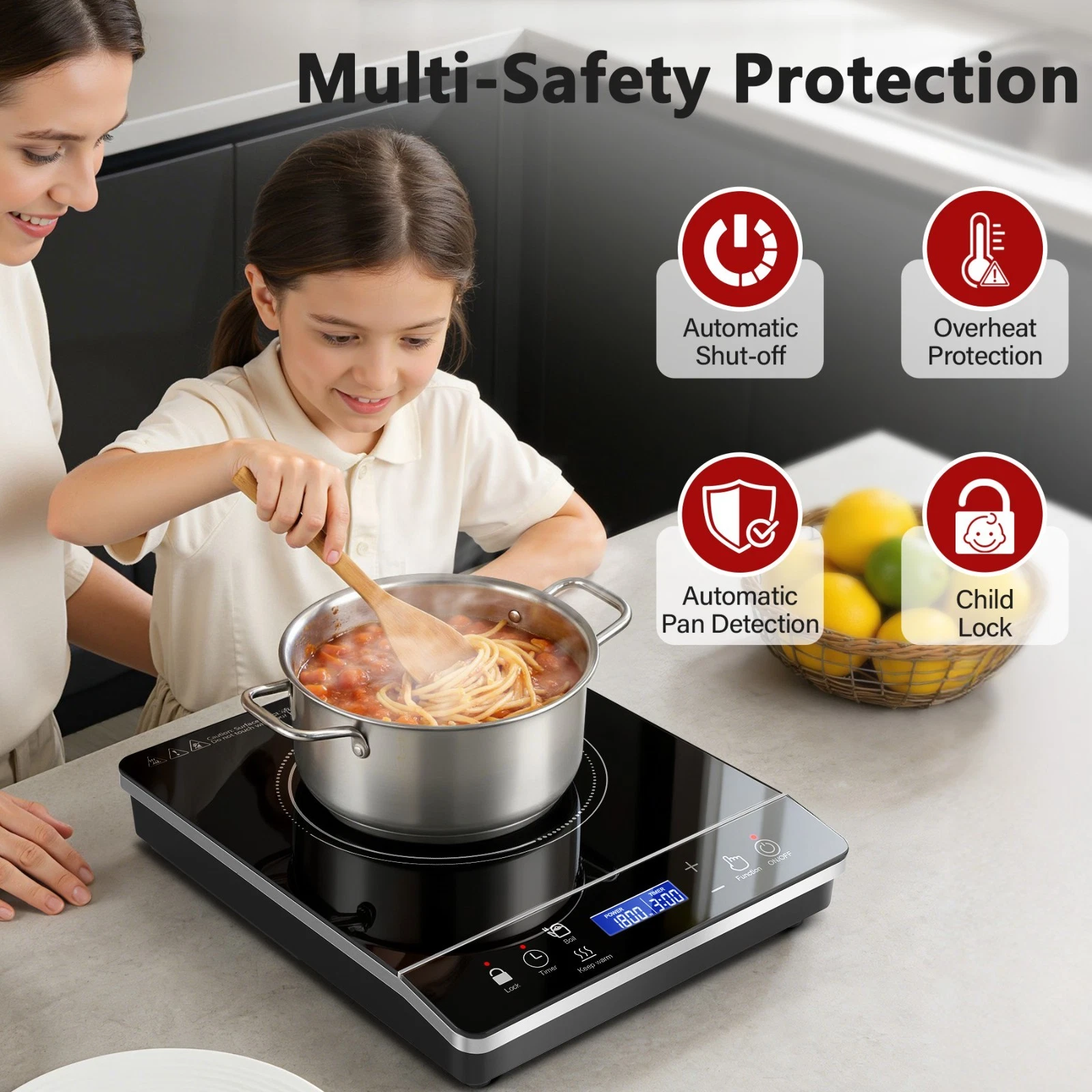 Portable Induction Cooktop 1800W Sensor Touch 3 Hour Timer Pan Detection New
Opens in a new window o