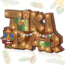 Tiki Bar Sign Wooden Tiki Bar Decor Hawaiian Luau Party Decoration Rustic Tab...