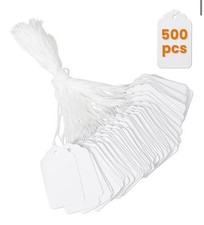 500 pcs White Paper Price Tags w/ String Jewelry Garage Sale Inventory Sales New
