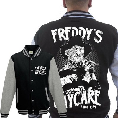 Freddys Daycare Collegejacke Grau Kult Movie Horror Voorhees Jason 13th TV Fun