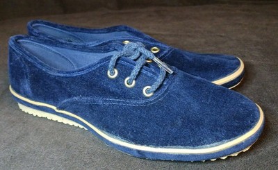 Grasshoppers Flat Navy Blue Velvet Size 7W. Hard to Find Beautiful Color! 