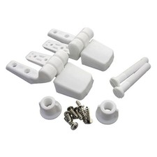 14-1039 White Plastic Toilet Seat Hinge with Bolts and Nuts, Top Tightening, ...