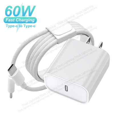 For iPhone 15 16 Pro Max iPad Mini PD Fast Charger Cord 20W USB-C Power Adapter