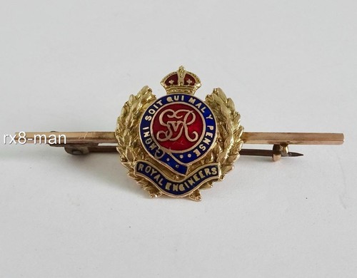 WW1 ANTIQUE 9CT SOLID GOLD ROYAL ENGINEERS REGIMENTAL SWEETHEART BROOCH - 4grams