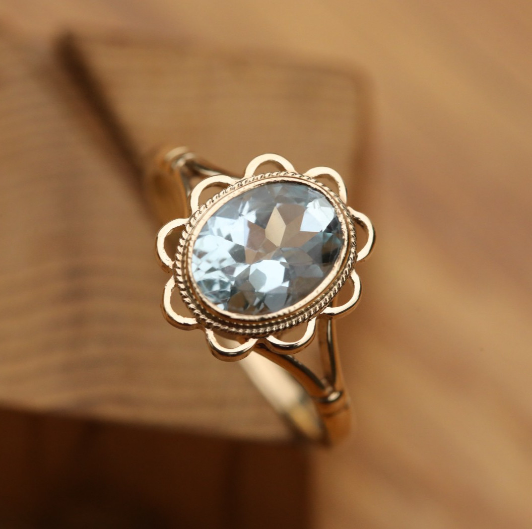 Blue Topaz Flower Ring