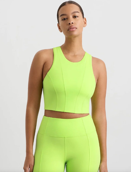 AJE Athletica Crossback Crop Top 316 Size 10 Lime Green Recycled Nylon Stretch