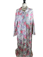 Vtg Anthony Richards Cottage Rose Pink Green Robe Housecoat S L Pockets