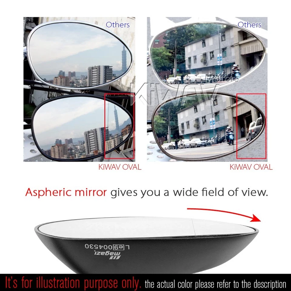 Espejos retrovisores Magazi Oval MX negros M10 para Honda Suzuki Kawasaki BMW Ducati Foto 4 de 4