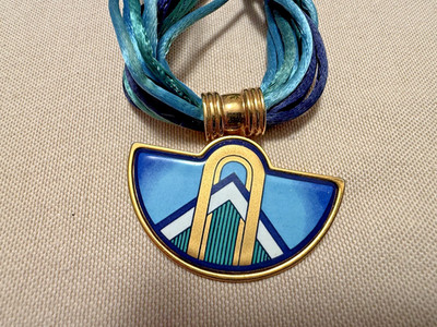 FREY WILLE Emaille Halskette vergoldet Blau | Michaela Frey Vintage Schmuck