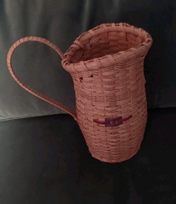Hand Woven Pitcher Basket Cottagecore Farmhouse Country Decor