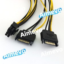 1pc 2x SATA 15 Pin Male to 6 2 Pin 8Pin PCI-E Express Video Power Adapter Cable