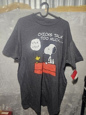 Peanuts Snoopy Chicks Talk Too Much T-Shirt Adult Large Gray 2015 NWT