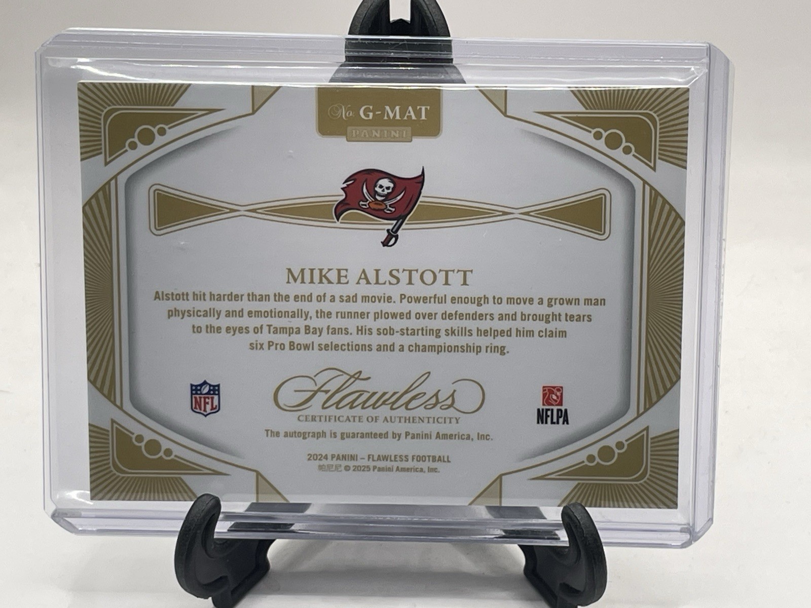 2024 Panini Flawless Greats Silver Mike Alstott Auto #d 1/20 Tampa Bay Bucs view 2