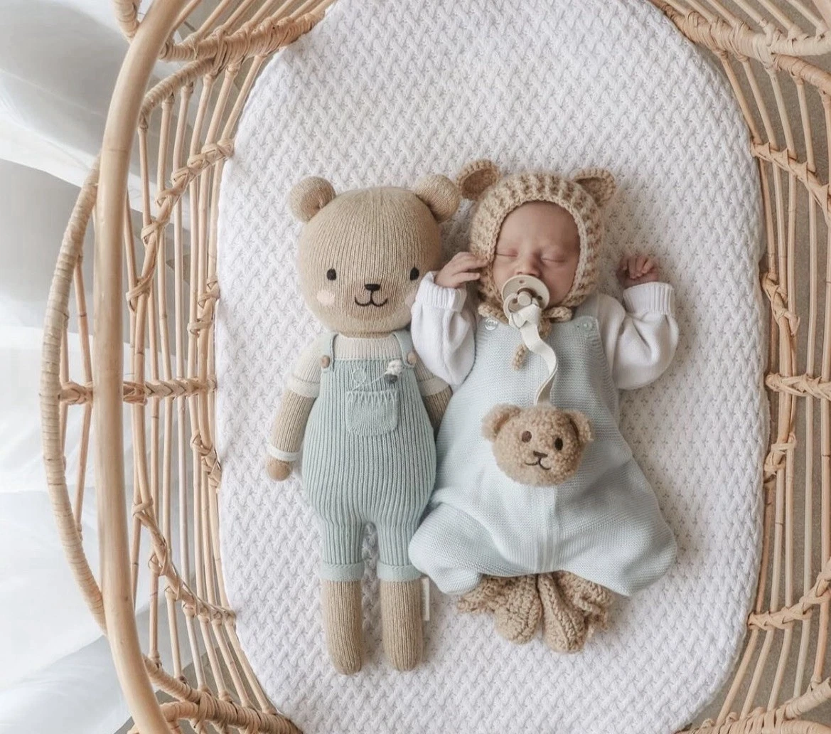 Handmade Crochet Baby Bear Bonnet & Booties Newborn Gift Kimmys Creations