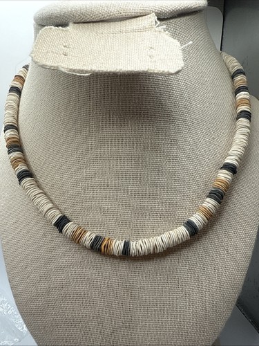 Vintage Genuine Puka Shell Bead Necklace Multi Color Natural Cone Shell ...