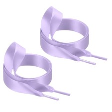 47" Satin Ribbon Flat Shoelaces Wide Silk Sneakers Shoestring Light Purple