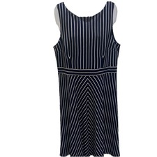 Ann Taylor Women's EUC Sleeveless Fit&Flare Knit Dress Navy/White Stripe Size 12