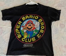 VTG 1988 Super Mario Bros 2 Club T Shirt Boys Fits Like X Sm Flaws Single Stitch