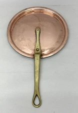 Vtg Copper Lollipop Saucepan Splash Lid w/ Brass Handle for 7" Pot