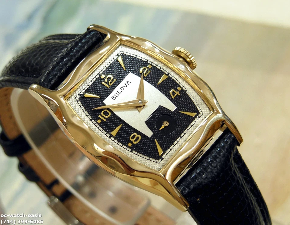 1955 Vintage BULOVA Fancy Case, Stunning SILVER /BLACK Dial, Serviced & Warranty - Image 3 of 4