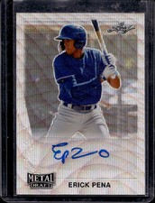 2020 Leaf Metal Draft #LA-EP1 Erick Pena 1990 Leaf Autographs Silver Wave