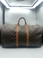 Louis Vuitton Keepall 50 Duffle Brown Canvas Monogram Vintage With Unique Lock