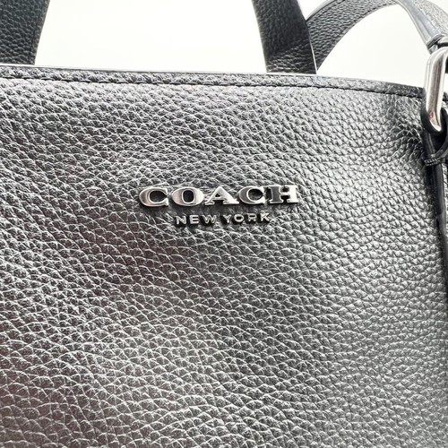 Coach Hudson Leather Tote Bag 2Way Black Grain Leather A4 Size from JP - Picture 11 of 16