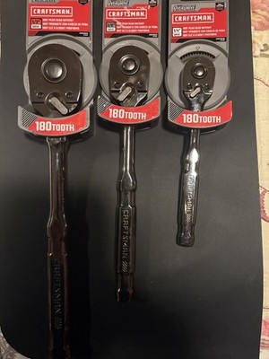 New Craftsman 3pc. 180 tooth Overdrive Ratchet Set, 1/2, 3/8, 1/4'' dr., Lifetime