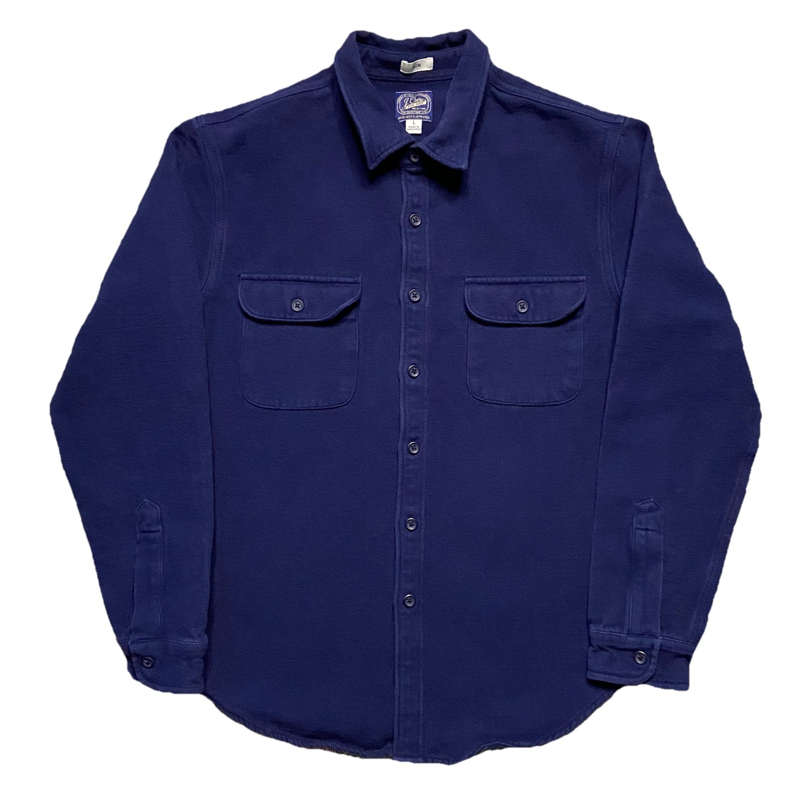 JCrew Shirt Large Navy Solid Button Up Workwear H… - image 1