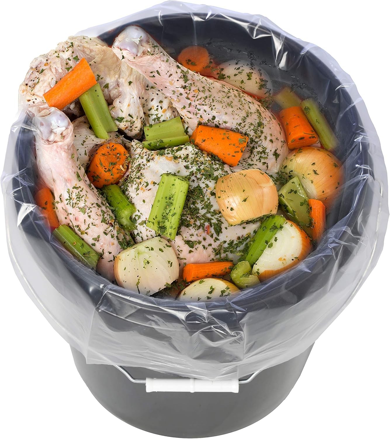 5 Gallon Bucket Liner Bags for Marinating and 1 Count (Pack of 10), Clear 