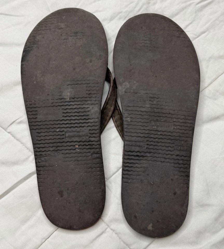 Vintage Rainbow Narrow Strap Leather Women’s Flip Flops Sandals Sz Medium 7-7.5 - Image 4 of 4