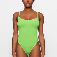 New Women's SKIMS Neon Cotton Logo Thong Bodysuit Size S