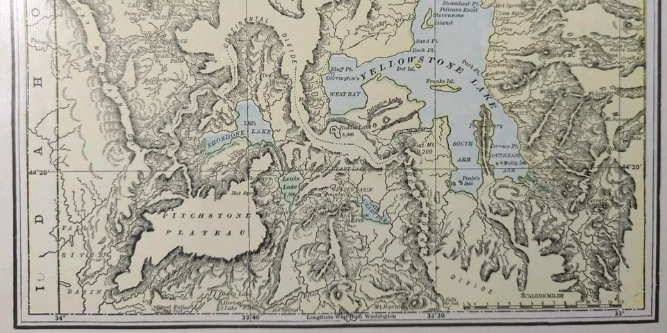 Vintage 1901 YELLOWSTONE NATIONAL PARK WYOMING Map 14"x11"  Old Antique Original - Image 3 of 4