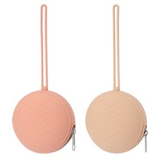 Nupoopy 2 Pack Silicone Pacifier Holder Case, Small to Medium, Muted,Apricot