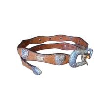 Vintage Nocona Size 34 Concho Belt Western Sweetheart Silver Rodeo