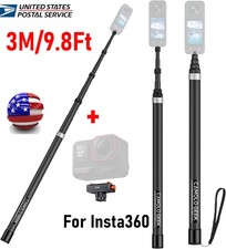3M/9.8Ft Carbon Fiber Invisible Selfie Stick Pole For Insta360 Ace Ser Adapter