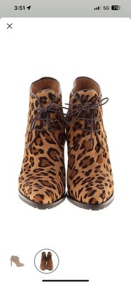 Ralph Lauren Collection Leopard Print Pony Hair Booties 9