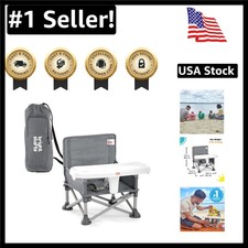 Compact and Lightweight Pop 'N Sit Portable Booster, Indoor/Outdoor Seat, Grey