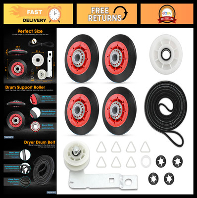 Dryer Repair Kit - Drum Roller, Idler Pulley & Belt for Whirlpool Duet Models