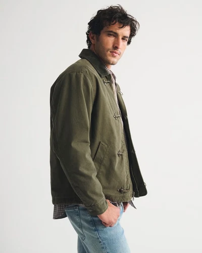 Abercrombie Canvas Fireman Clasp Jacket Olive Men's Workwear Coat image 7