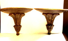 Pair Beautiful Vtg Large, Heavy Wood and Gold...
