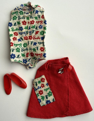 VTG Barbie Skipper Clothes #1911 Day At The Fair Red Skirt Barbie Mattel 1960s,