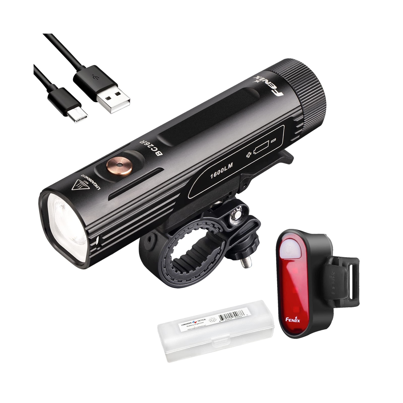 Gift Bundle: Fenix BC26R 1600 Lumen Rechargeable Bike Light 