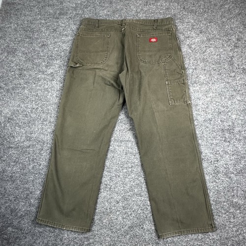 Dickies Carpenter Hose Herren 40x30 grün weites Bein Baggy Arbeitsjeans Flecken LESEN - Bild 6 von 15
