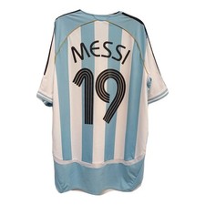 Adidas Argentina Home Jersey 2006 Remastered Messi 19 White Blue Men's Size M