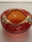 Vintage Arco Japan Orange/Red Ashtray Glass Hand Painted Floral  Lot of 2 — photo 4