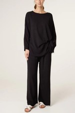 MADE IN ITALY LADIES SIDE KNOT CO-ORD SET BLACK ONE SIZE UK 8 - 16 REF R 