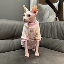 Pink Fleece Coat For Sphynx Cat in Winter Soft Sweet Flower Sweatshirt For Kitte