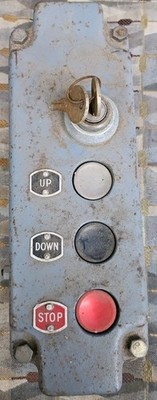 Used 3 PUSH BUTTON CONTROL STATION LOCKOUT Up Down Stop With Keys Made In France