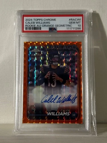 2024 Topps Chrome Orange Geometrics /25 Caleb Williams Auto PSA 10 Chicago Bears